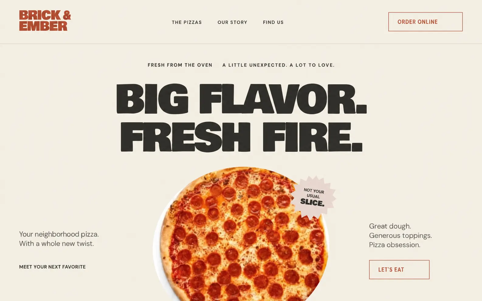 Brick & Ember Pizza website preview