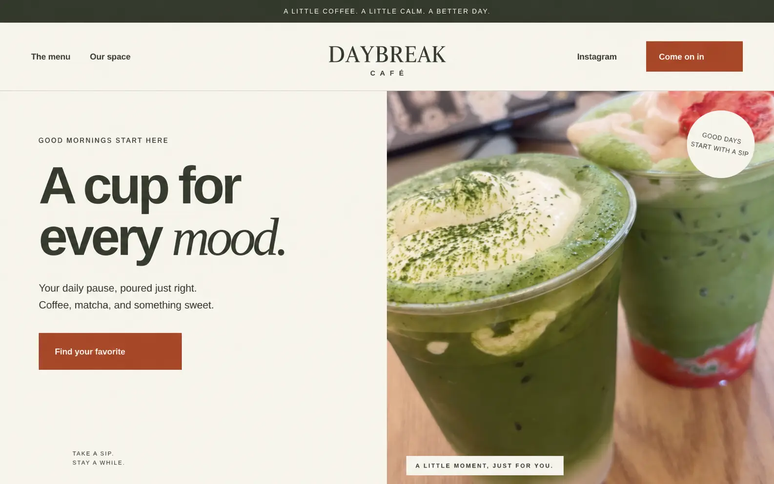 Daybreak Café website preview