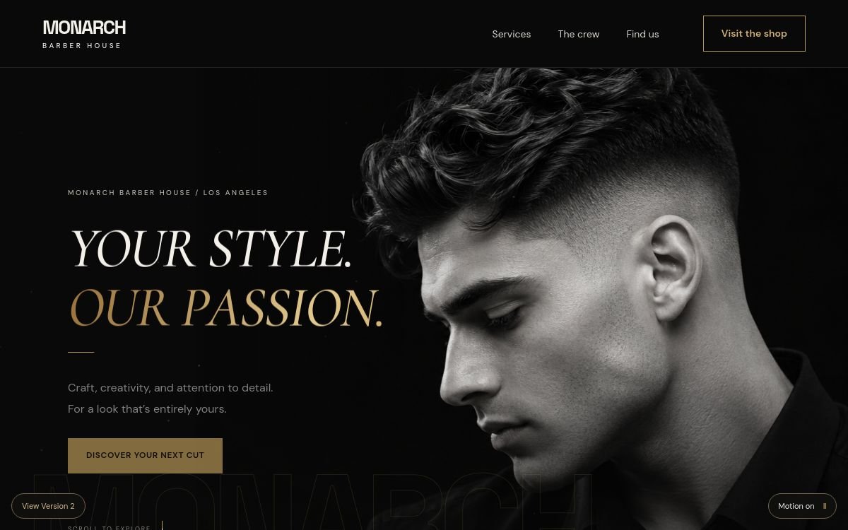 Monarch Barber House website preview
